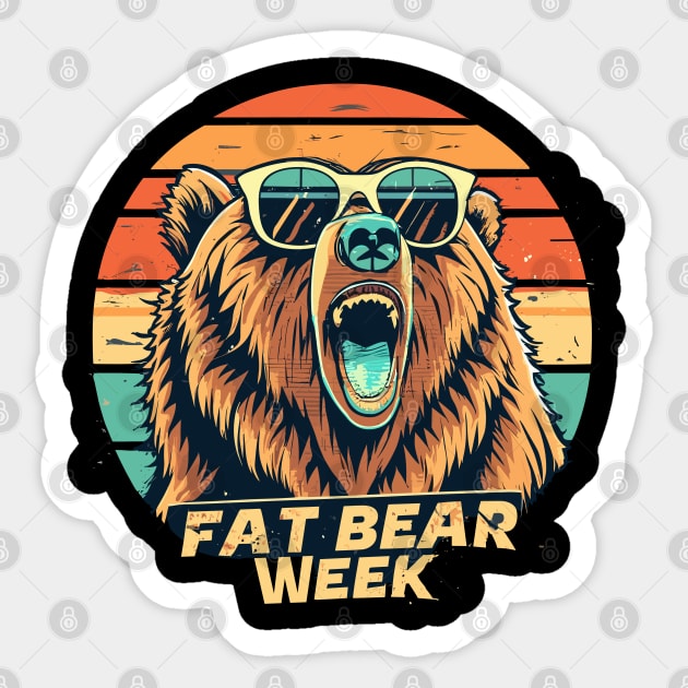 fat bear week retro sunset Sticker by Space Monkeys NFT